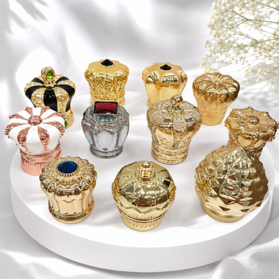 কেনা Custom Zinc-Alloy Crown-shaped Perfume Caps with Luxury Finishes, Precision-Engineered Fit, and Moisture Resistance অনলাইনে উৎপাদন