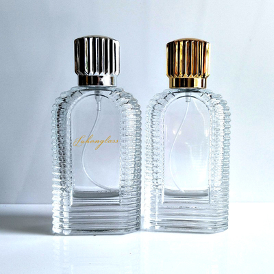 উচ্চ গ্রেড 60ml খোদাই করা আকৃতির কাচের পারফিউম বোতল মোটা নীচে স্ফটিক সাদা উপাদান দিয়ে তৈরি