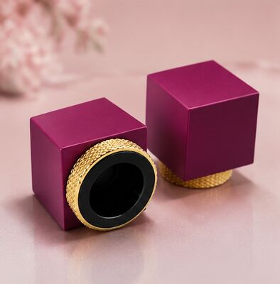 AURÉLIA Cube Luxe Zinc Alloy Perfume Cap with Customized Logo and Electroplated Finish