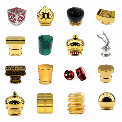 Gold Polished Zamac Perfume Cap for High-end Fragrance Bottle with Pump  Zinc Alloy  Cover Magnetic Perfume Bottle Cap 