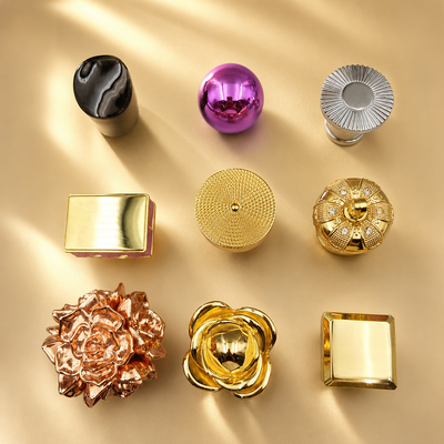Gold Polished Zamac Perfume Cap for High-end Fragrance Bottle with Pump  Zinc Alloy  Cover Magnetic Perfume Bottle Cap